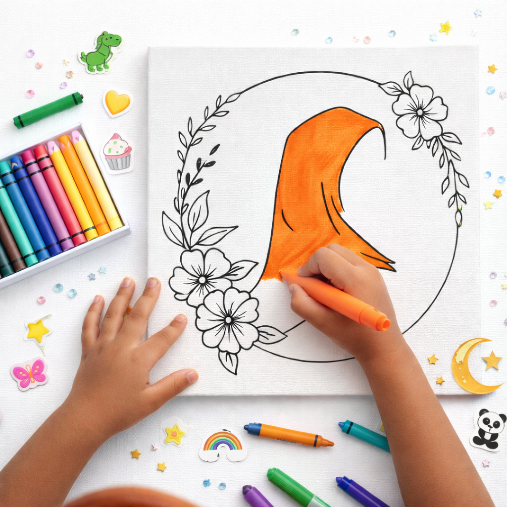 Hijab Floral Paint Canvas