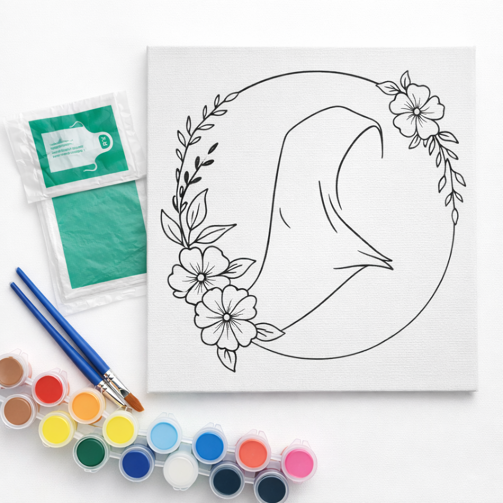 Hijab Floral Paint Canvas