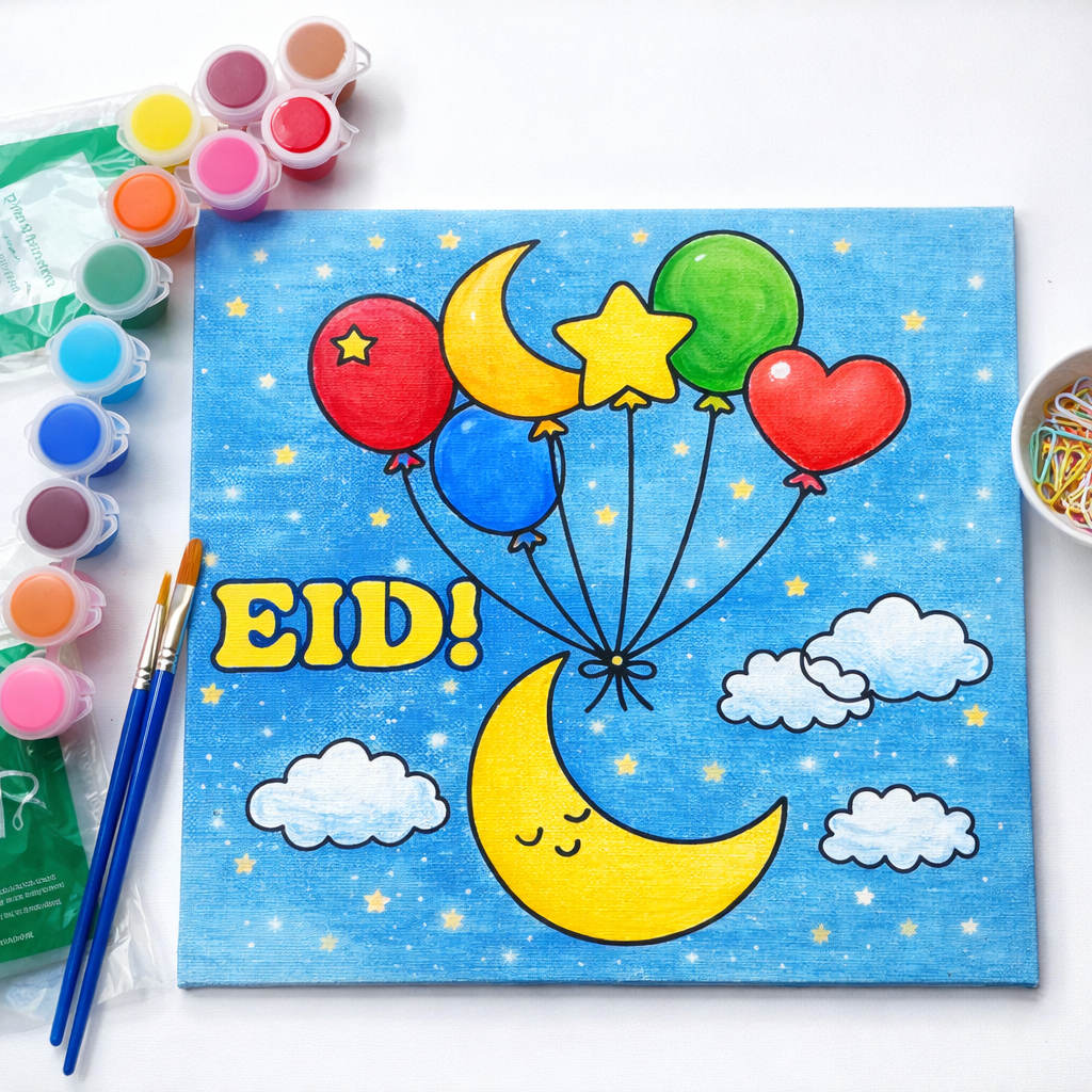 Eid Kids Paint Canvas (8x8)