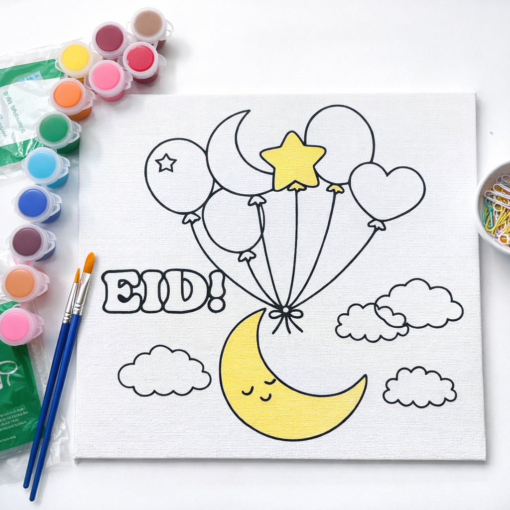 Eid Kids Paint Canvas (8x8)