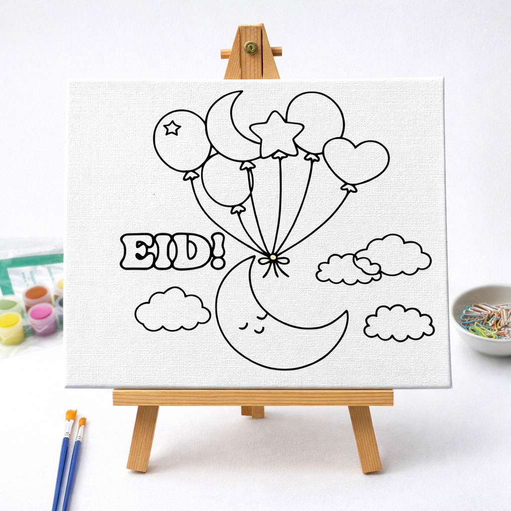 Eid Kids Paint Canvas (8x8)
