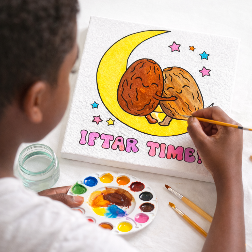 Iftar Time! Kids Ramadan Paint Canvas (8x8)