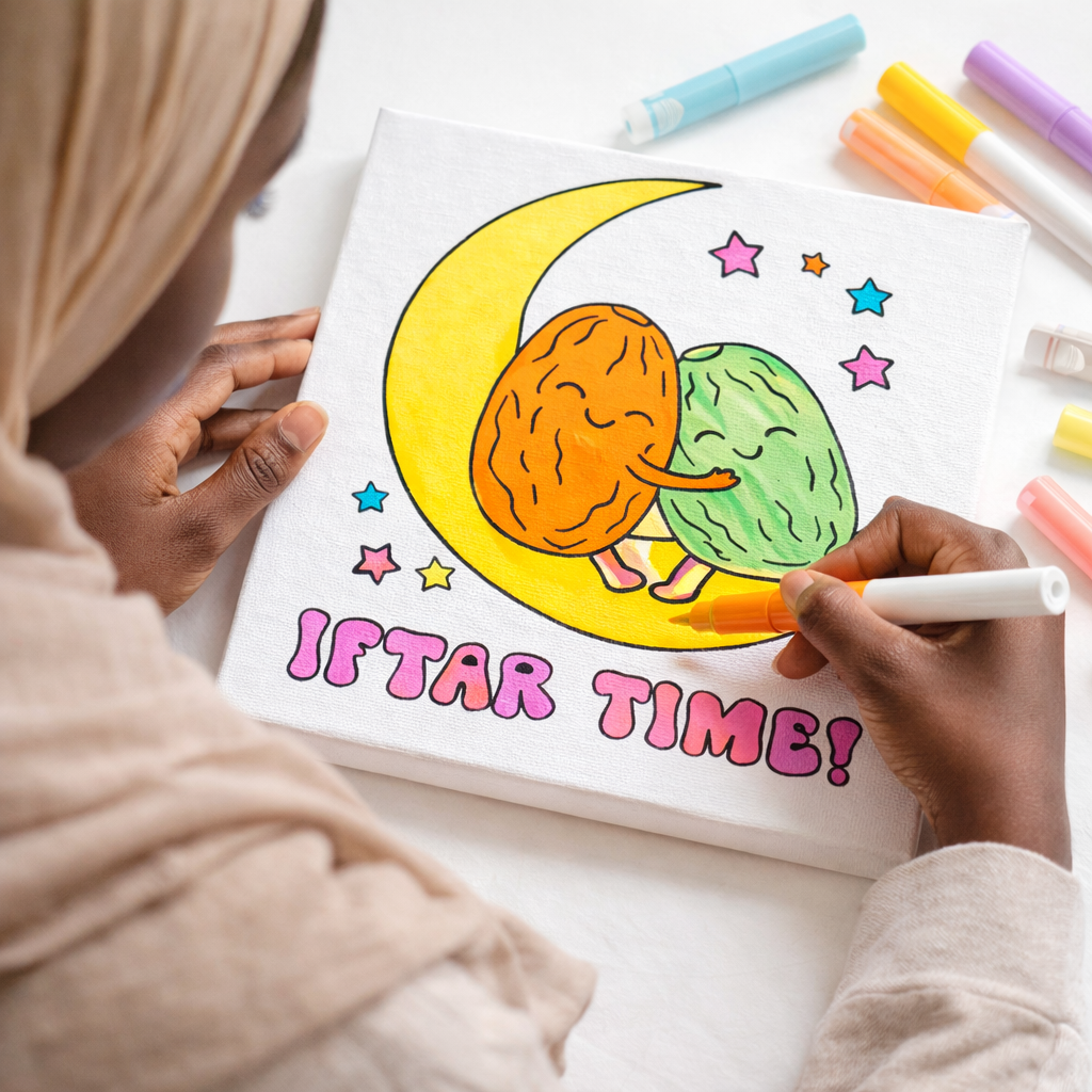 Iftar Time! Kids Ramadan Paint Canvas (8x8)