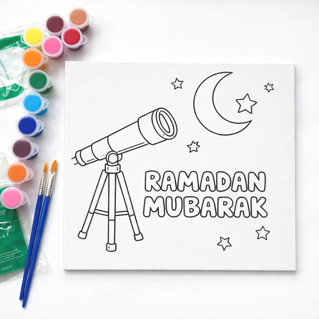 Moon Sighting Kids Ramadan Paint Canvas (8x8)