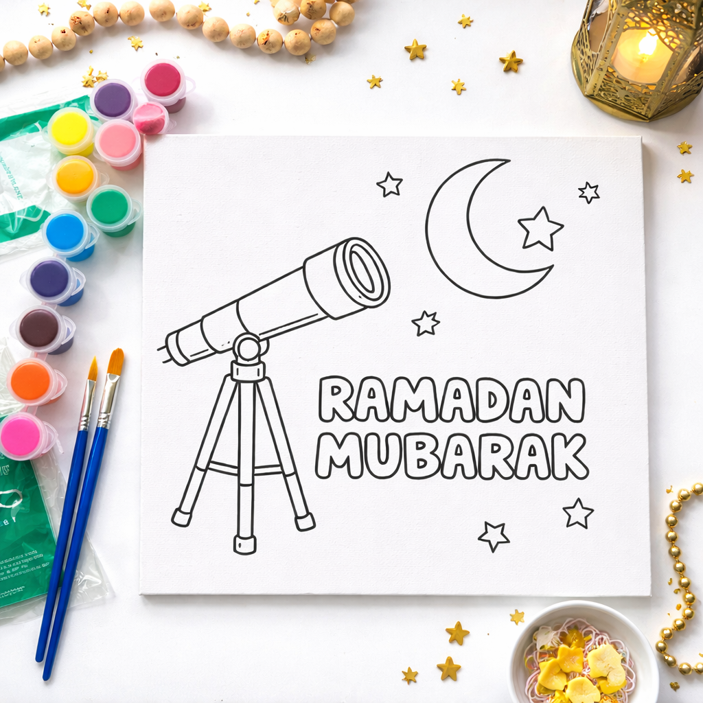 Moon Sighting Kids Ramadan Paint Canvas (8x8)