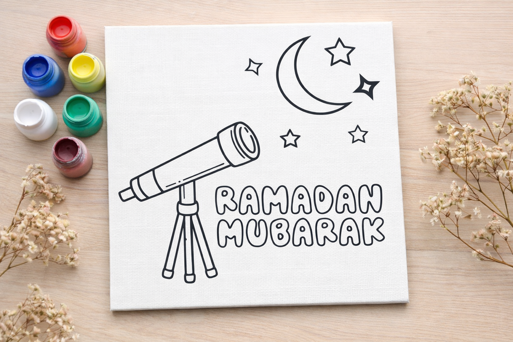 Moon Sighting Kids Ramadan Paint Canvas (8x8)